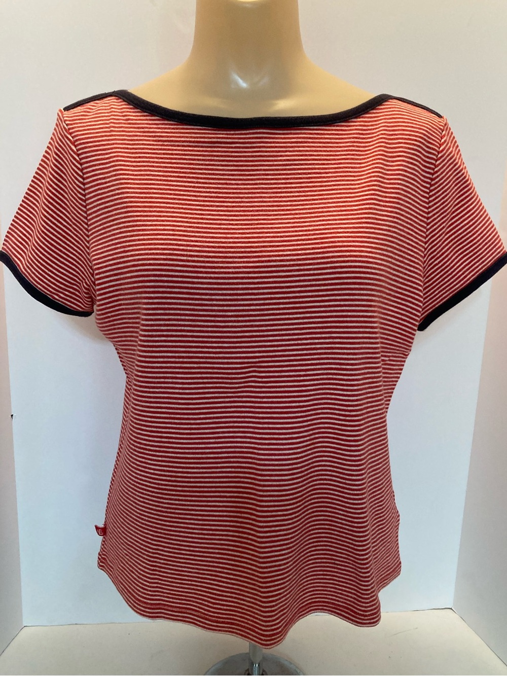 Women's Red Striped Short Sleeve Top - Nautical Style. SSB3